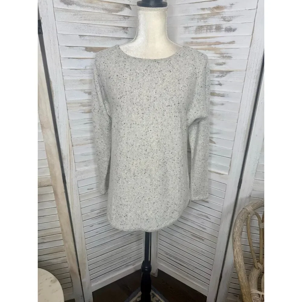 CHARTER CLUB LUXURY CASHMERE Womens M 100% Cashmere Sweater Beige Speckled Black
